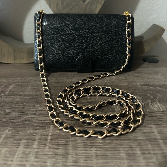 🖤⚜️Chanel Caviar Timeless Wallet on a Chain Micro Gold Tone Crossbody WOC Revamp - Picture 6 of 16